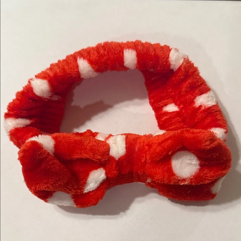 Playful Red and White fluffy Kids and women’s Bow Headband it stretches